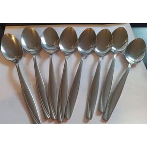 Oneida CAMLYNN CLEO Stainless Flatware SET of 8 Oval Soup Spoons 7" Frost Handle